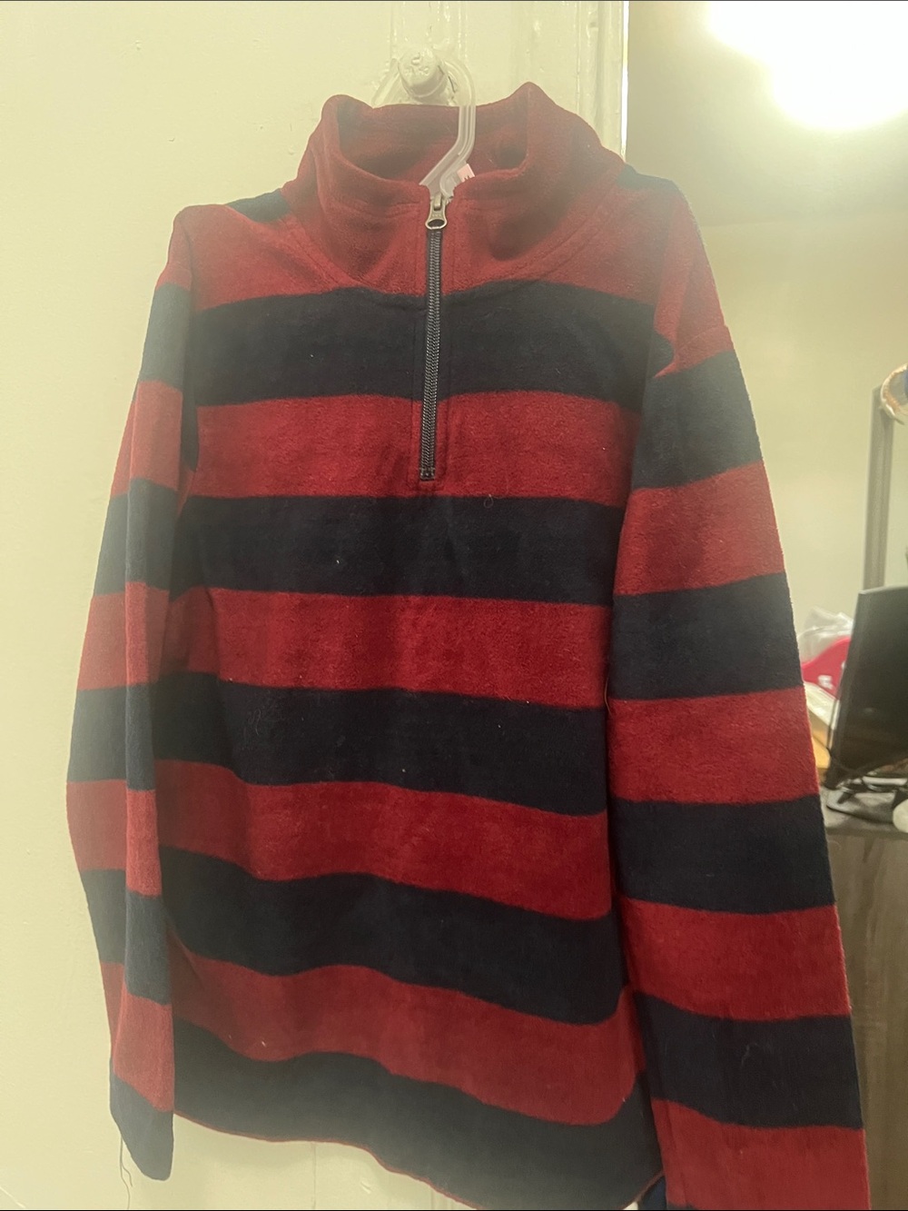 Place Kids Zip-Up Striped Fleece Jacket - Red & Navy